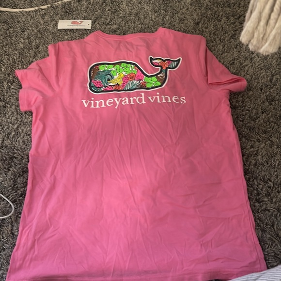 Vineyard Vines Pink Tee with Whale Patch - Picture 2 of 3